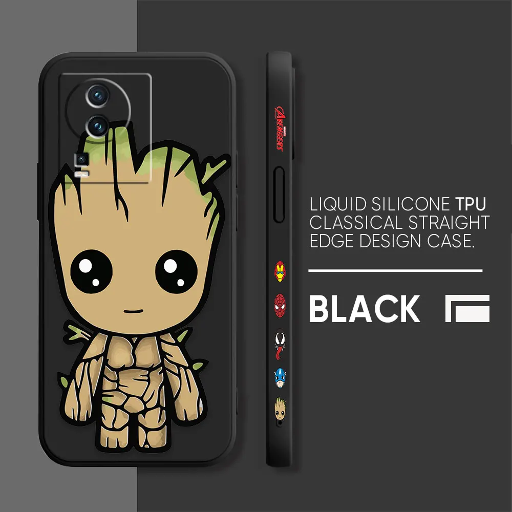 thumbnail image 1 of Case For VIVO IQOO 5 7 8 9 10 11 Pro 5G Z6 Z7 NEO3 5 5S 6 7 Colour Simple Liquid Silicone Case Cartoon Marvel Baby Groot, 1 of 5