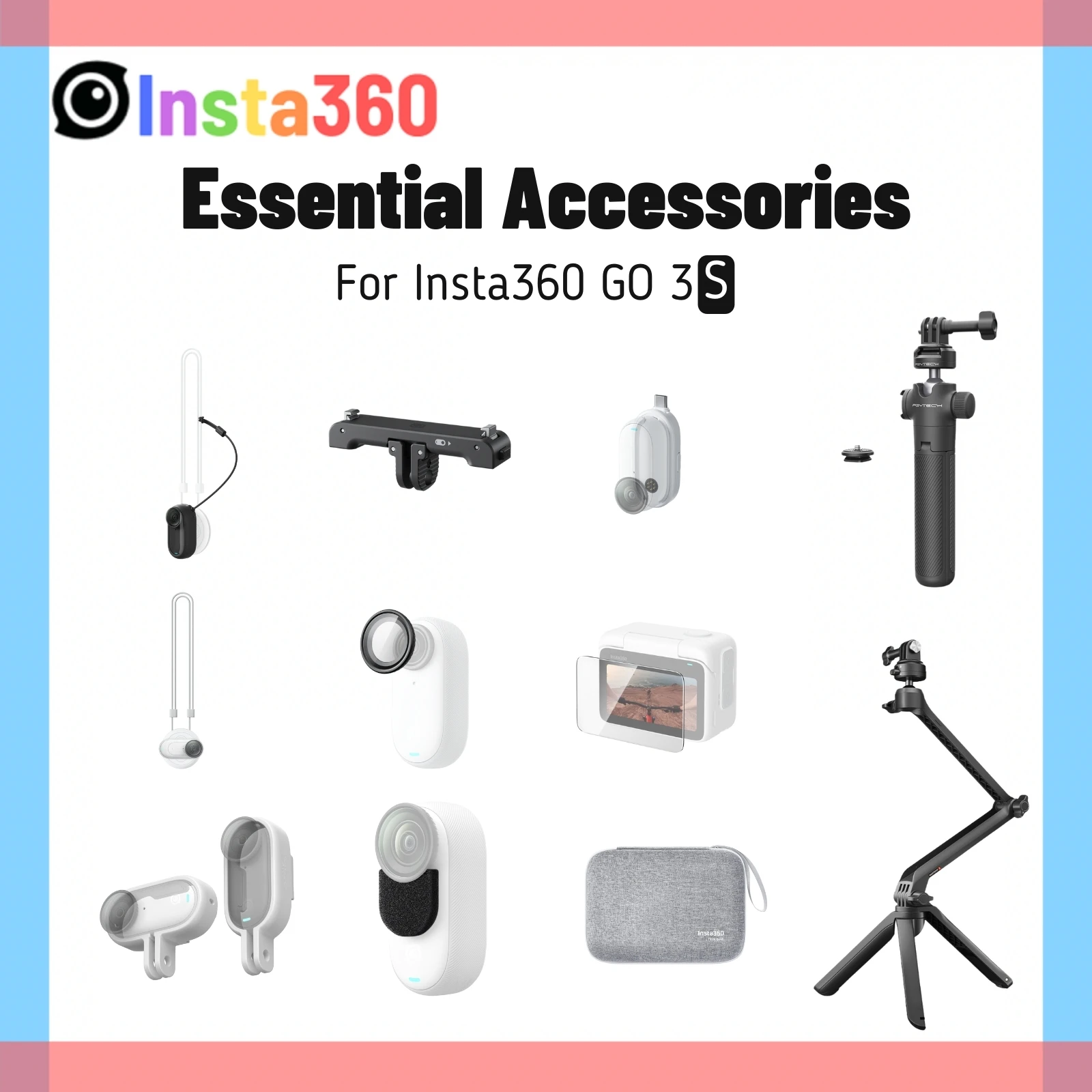 LEWOTE Accessories Kit Compatible With Insta360 GO 3S [Silicone Camera Case Cover And Lens Cap][2Pcs Screen Protector Film][Carrying Case Bag With Auto Locking Carabiner And Anti-loss Lock] (Grey - View #13