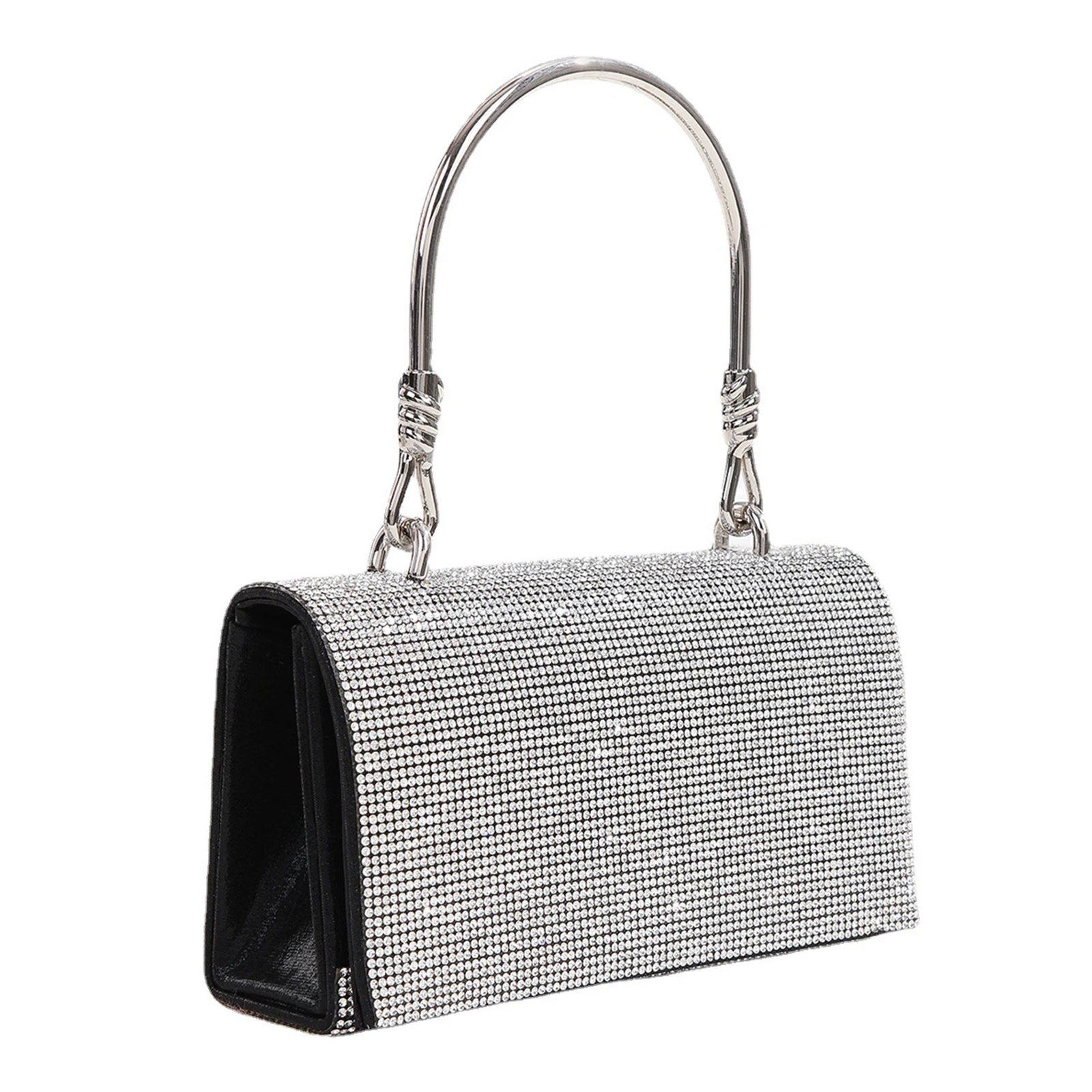 Rhinestone Clutch Purse Large Capacity Bling Purses for Parties (Black)