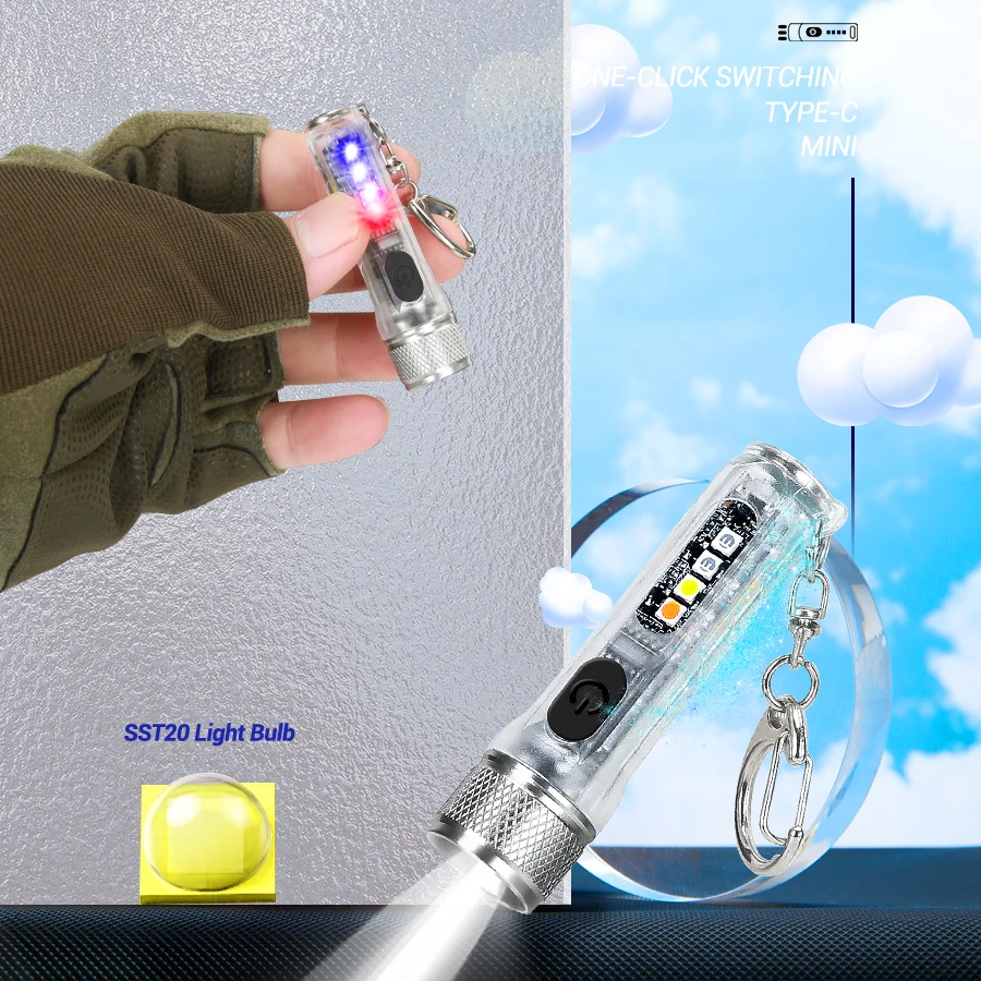 Mini Keychain Flashlight LED Rechargeable Torch Portable Magnetic