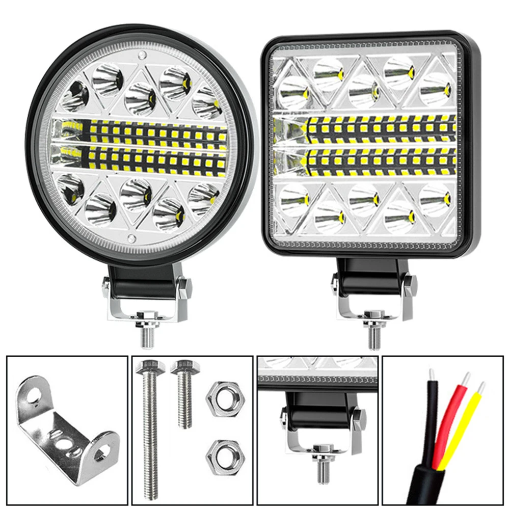 자동차 LED 스포트라이트 작업 라이트 바, 트랙터 SUV 트럭 운전 안개등, 3030 헤드라이트, 34SMD, 1PC, 102W