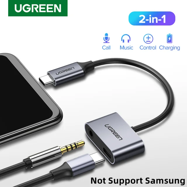 Adaptateur Jack USB C, 2 en 1 USB Type C vers 3.5mm Aux Audio Adaptateur de  Prise Casque Câble de Charge pour Huawei Xiaomi -Noir