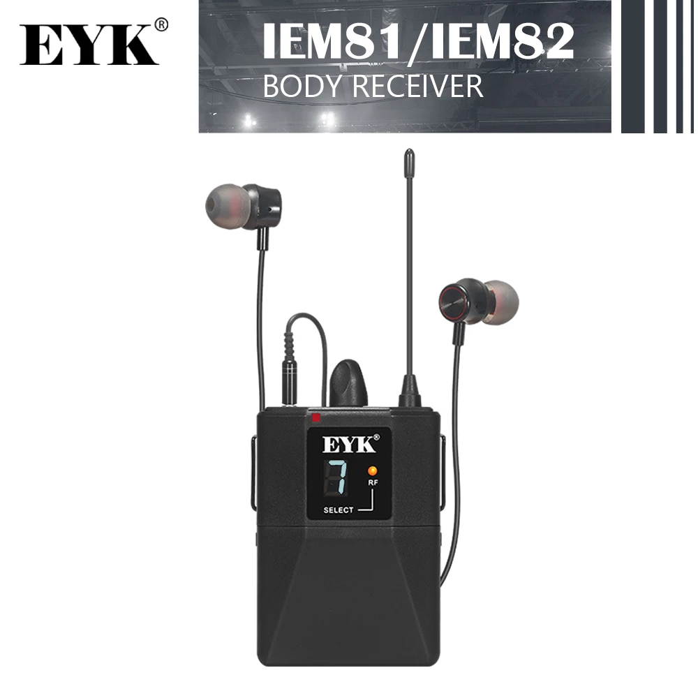 Wireless In Ear Monitor 1PCS Wireless Bodypack Receiver for EYK In Ear Monitor System IEM81 IEM82 With In Ear Earphones Headphone