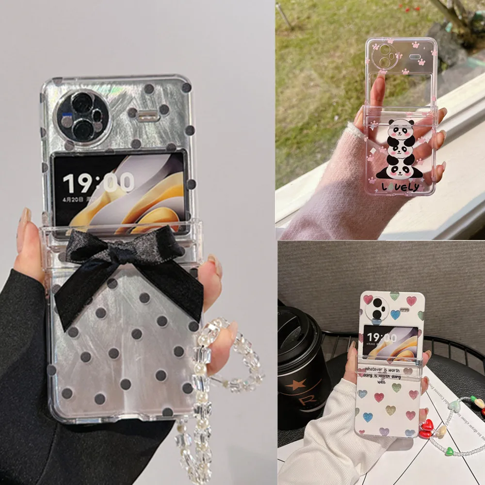 Fashion Cute Paint Bow Heart Laser Paper Chain Bracciale Cerniera Custodia Per Vivo X Flip Case Vivo Xflip Cover