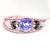 Omori Sunny And Mewo Pink Leather Bracelet Glass Cabochon Button Multilayer Bangles Wristband Gift 1