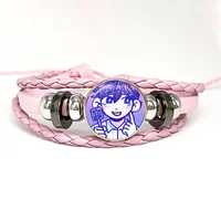 Omori Sunny And Mewo Pink Leather Bracelet Glass Cabochon Button Multilayer Bangles Wristband Gift 1