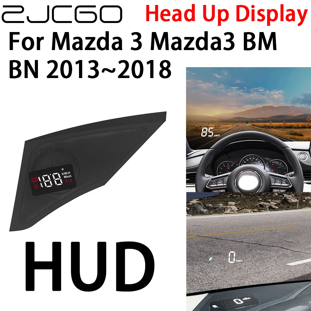 

ZJCGO Car HUD Head Up Display Speedometer Projector Alarm Electronic Accessories for Mazda 3 Mazda3 BM BN 2013~2018