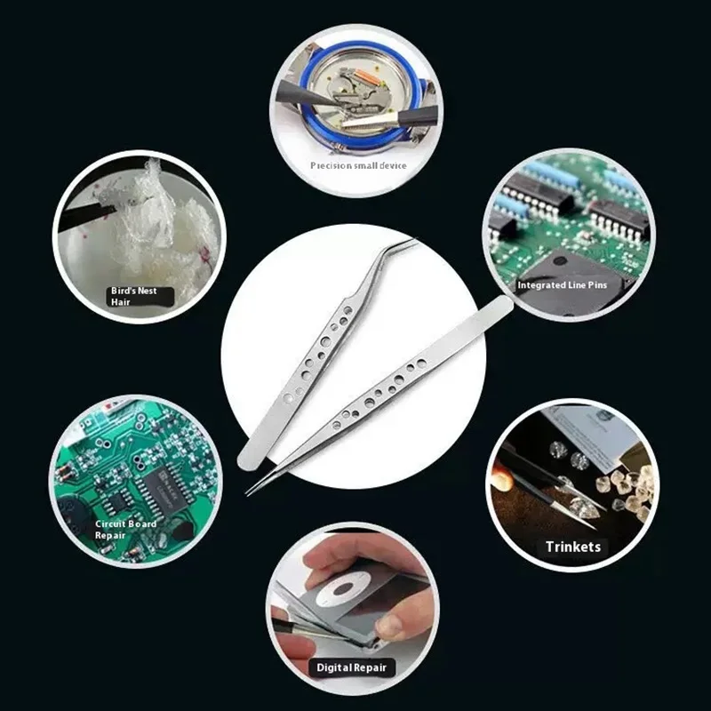 Electronics Industrial Tweezers Anti-static Curved Straight Tip Precision Stainless DIY Hand Tools Sets Forceps Phone Repair precision tweezers tweezer tool esd anti static tweezers phone repair tweezers