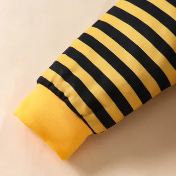 Infant Baby Clothes Sets Boys Girls Long Sleeve Cartoon Prints Romper Bodysuit Striped Pants Hat 3Pieces Outfits Baby Clothing 6