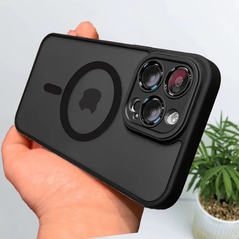 Luxury Matte Translucent Shockproof Magnetic Wireless Charging Case