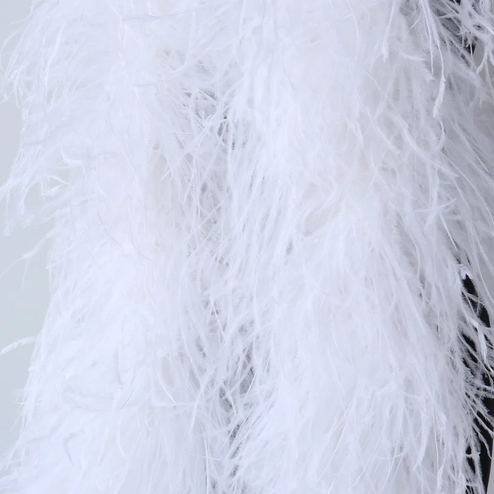 1-20ply Dyed Natural Ostrich Feathers Boa 2 Meters White Ostrich feather  Shawl for Wedding Party Dress Sewing Decoration Scarf