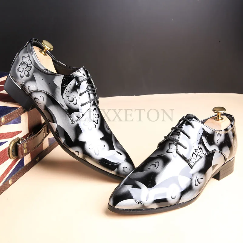 

Туфли-оксфорды мужские деловые, кожа, цветочный узор, роскошные модные, для свадьбы, офиса