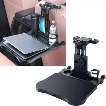Tavolino da Viaggio per Auto Multifunzionale, Tavolo Regolabile per Sedile Posteriore, Vassoio da Viaggio con Porta Cellulare e Portabicchieri, Accessori Interni