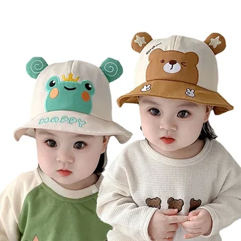 Baby Boy Sun Hat Kids Summer Fisherman's Hat Baby Girls Sun Cap Cute Bear Cartoon Frog Children Bucket Hat 1