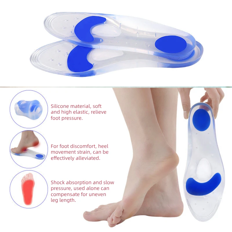 

4pieces=2pairs Medical Silicone Orthopedic Insole Gel Foot Arch Support Insoles Relieve Sore Feet For Daily Walking Shoes Pad