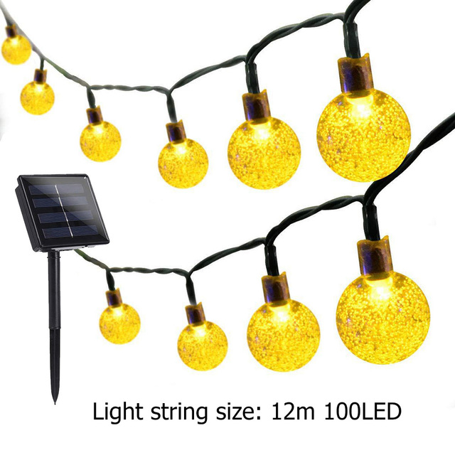 Solar Fairy Light Crystal Ball Outdoor IP68 Waterproof Bulbs String Lamp Garden Garlands Yard Home Wedding Decor String Lamp