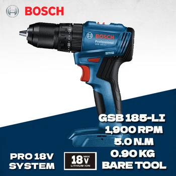BOSCH GSB 185-LI 브러시리스 무선 임팩트 드릴 본체 전용 18V 전기 스크루 드라이버, 다기능 전동 공구 GSB185-LI