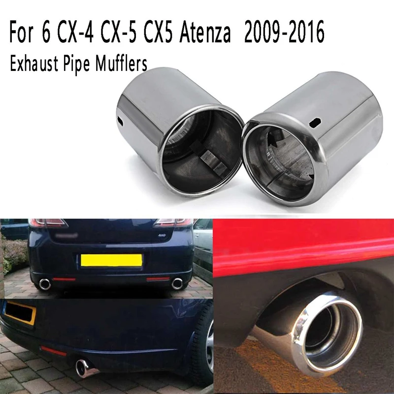 NEW 2Pcs Car Exhaust Pipe Mufflers Stainless Steel Micropole Muffler