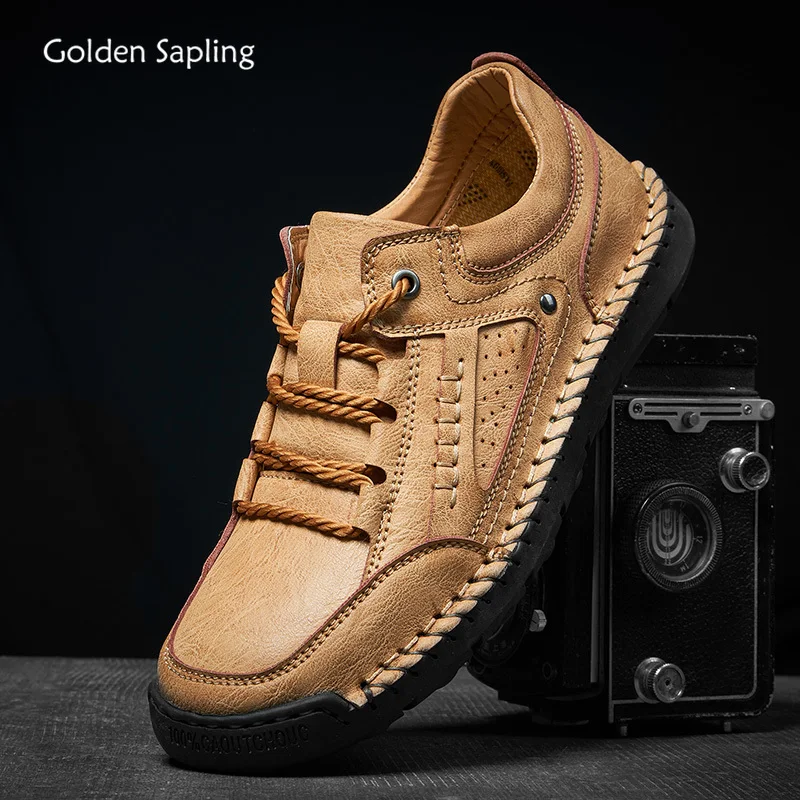 Golden Sapling Retro Casual Shoes for Men Fashion Outdoor Male Flats Comfortable Platform Footwear Leisure Business Men's Shoes