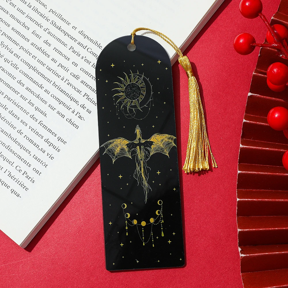 1PC Acotar Fourth Wing Series Acrylic Bookmark Dragon Series Book Tassel Accessory Perfect Gift for Book Lovers Fiction Fans bookmarks stationery supplies acrylic bookmark