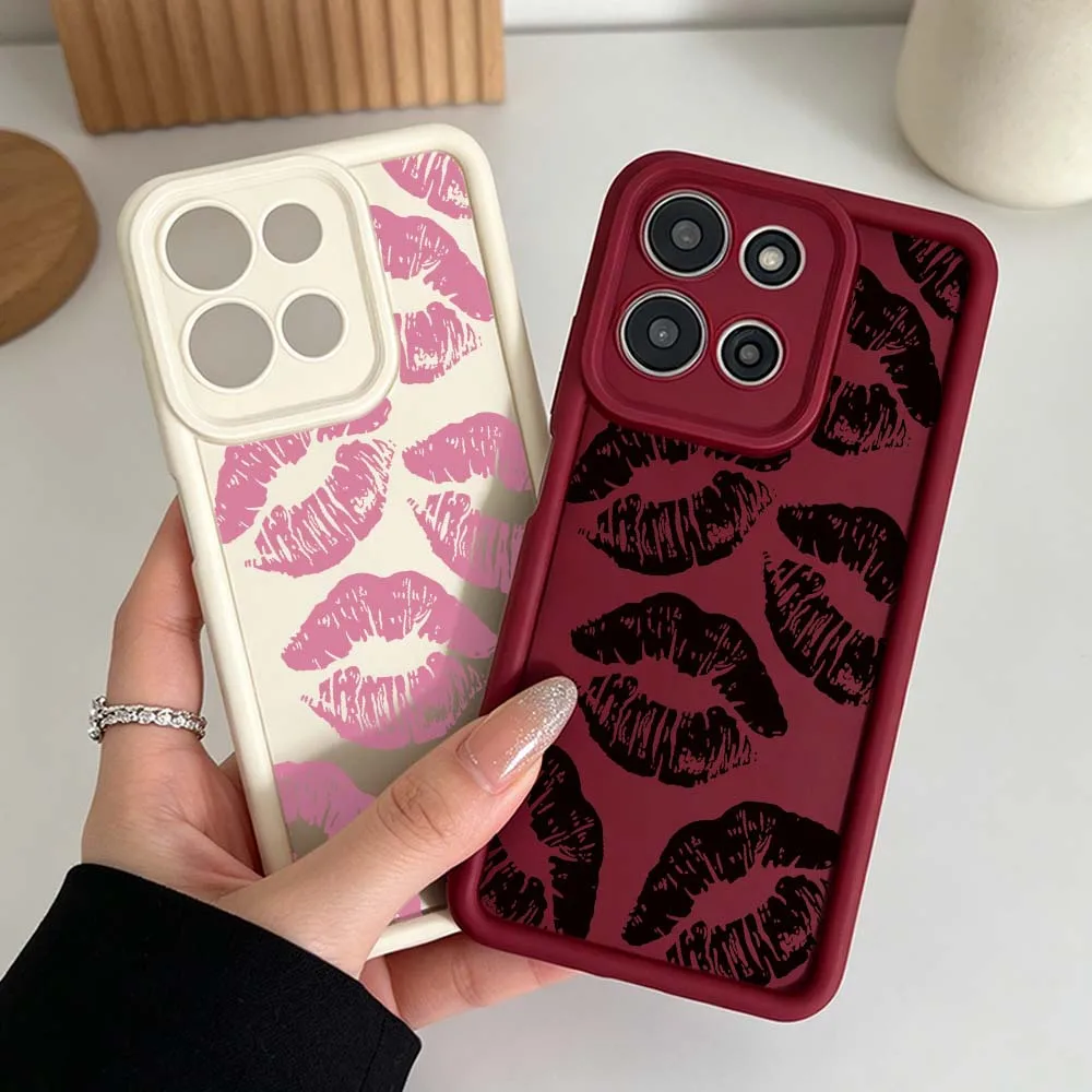 Cute Pink Lip Print Eye Ladder Phone Case Cover