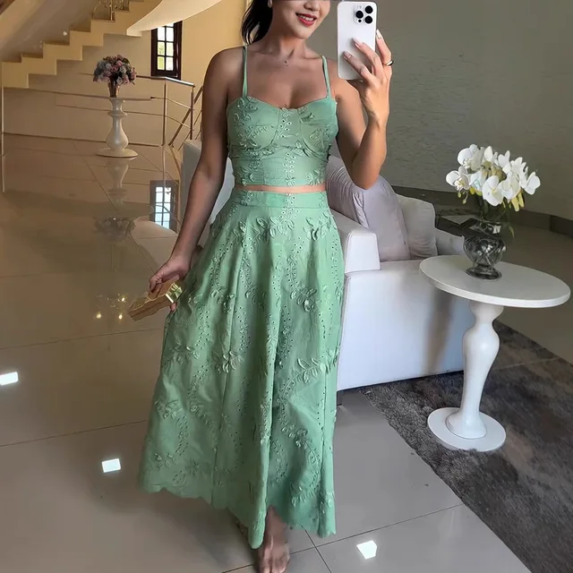 Angel Off-shoulder Long Skirt Set 2