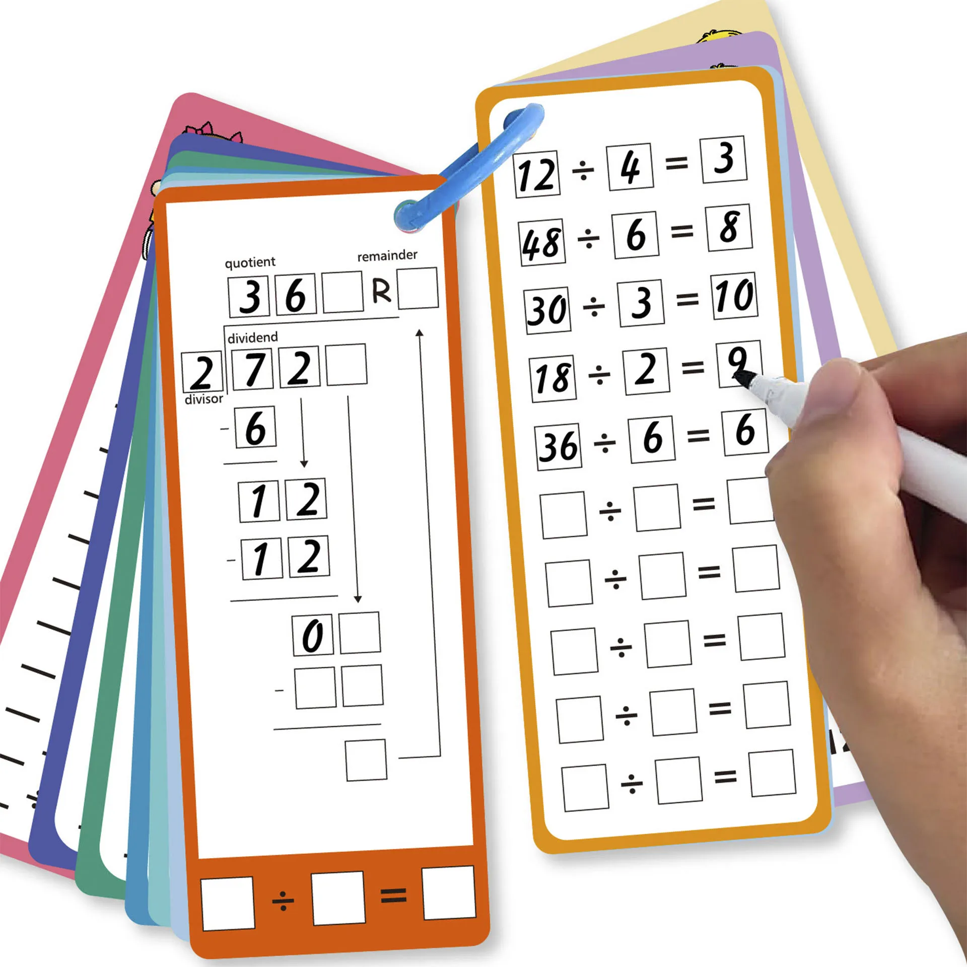 15Pcs/set Math Addition Subtraction Multiplication Division Erasable Reusable Number Learning Cards Children's Math Teaching Aid 3