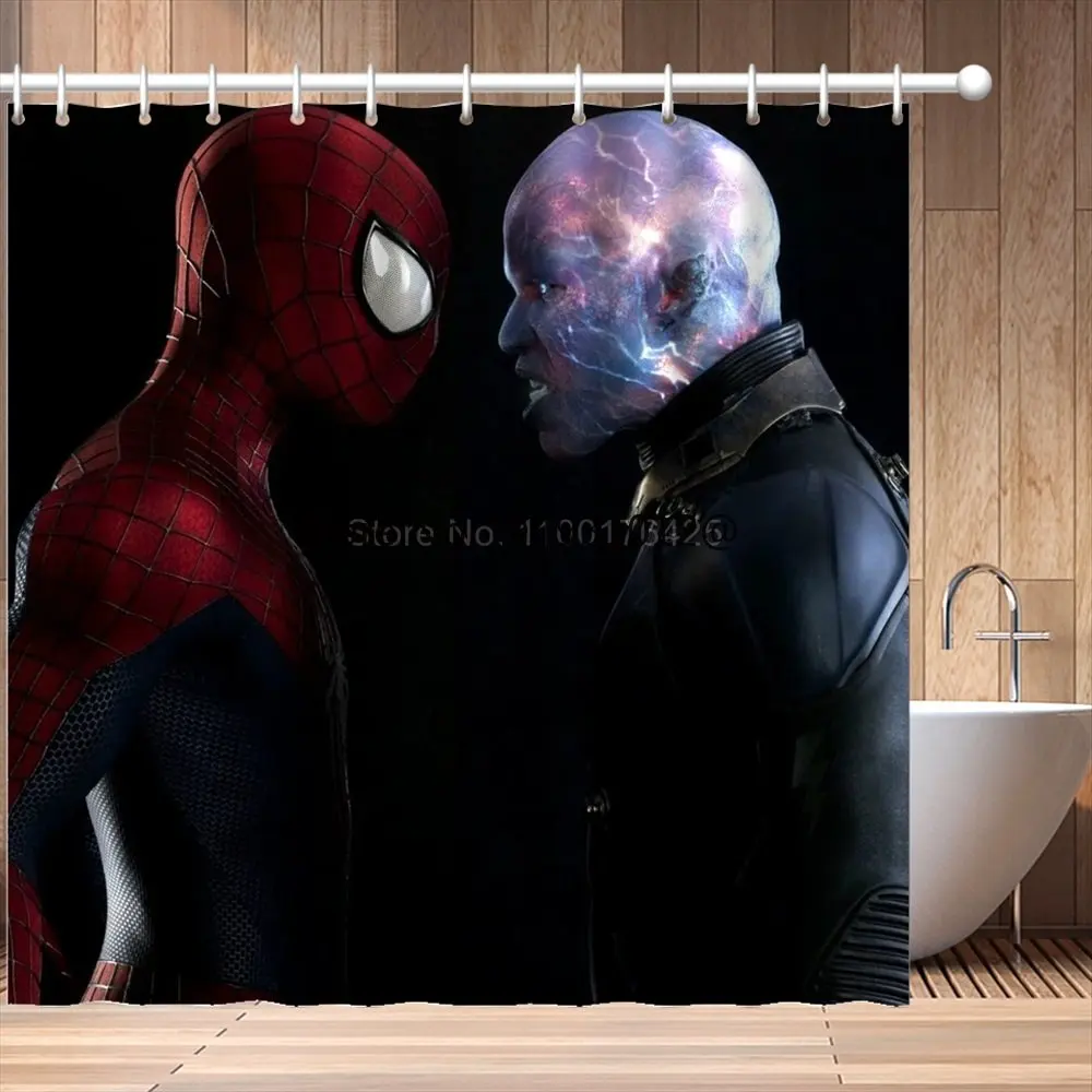 

2023 The Avengers Spiderman Shower Curtains Bathroom Curtain Fabric Waterproof Polyester Bath Drapes Cortina with Hooks