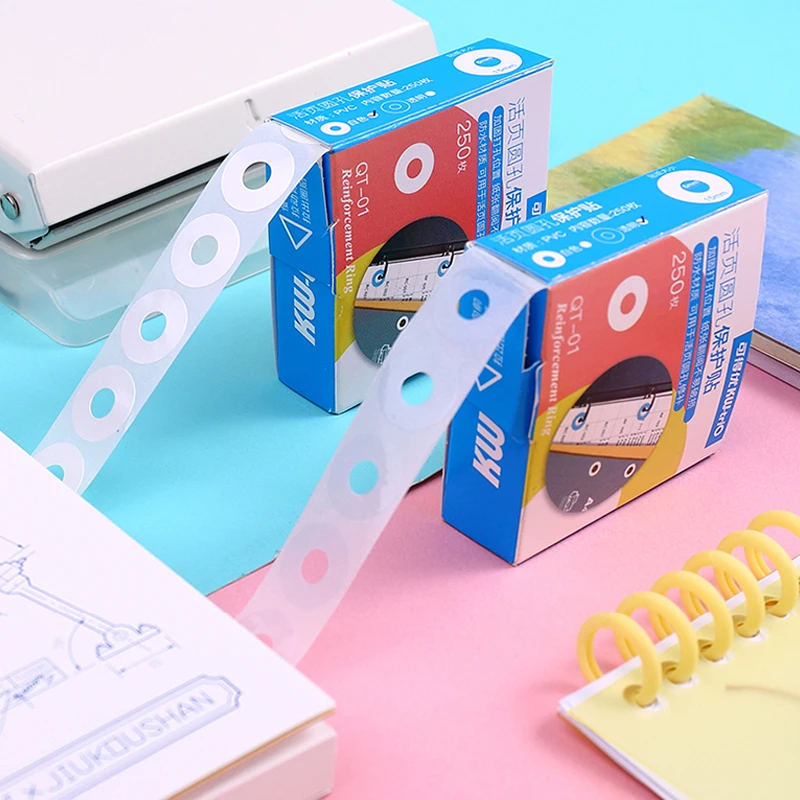 250 paper/Box Hole Punch Protector Labels Self-Adhesive Loose-Leaf Paper Binding Paper Sticker Round Stickers Office School book binding supplies