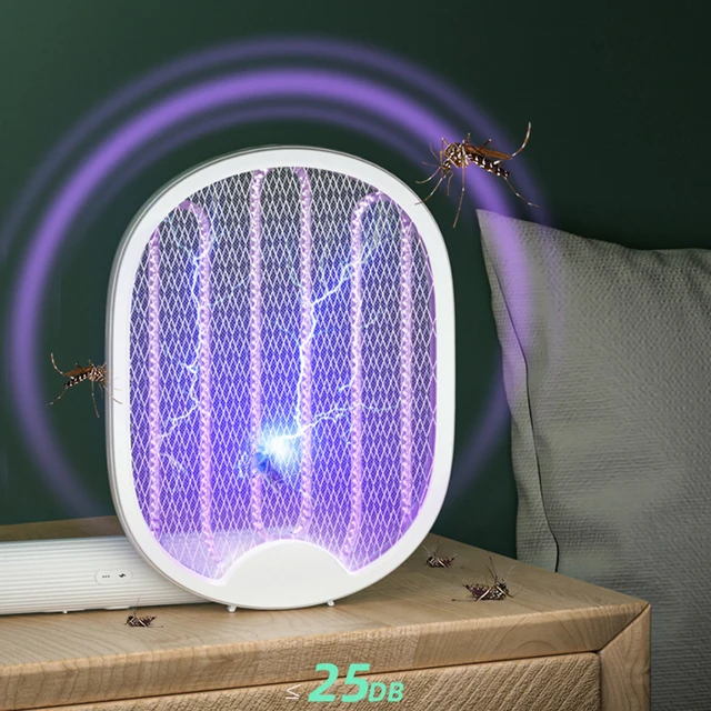 4 Az 1-Es Összecsukható Elektromos Szúnyograszpoly Swatter Wall-Szerelt Kézi 3000 V-Os Újratölthető Szúnyogok Légybogár-Zapper Otthon - Image 4