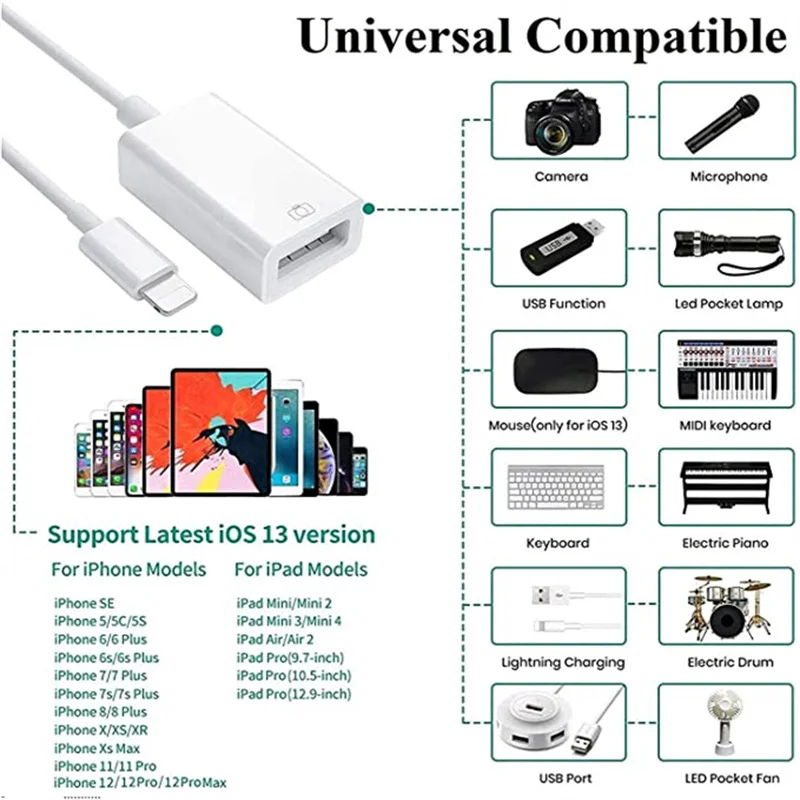 USB to Type C Adapter OTG Adapter Type C Adapter Lightning to USB C Adapter iOS to Type C Adapter Lightning to USB OTG Adapter for Lighting Type C to USB 3.0 for iPhone 15 14 13 Pro Max Date Transfer Cable U disk Camera Gamepad