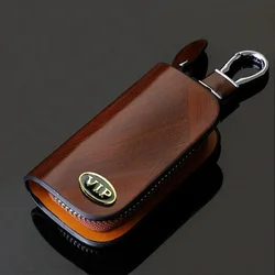 Premium Universal Leather Smart Flip Key Fob Holder & Keychain Wallet (Brown)