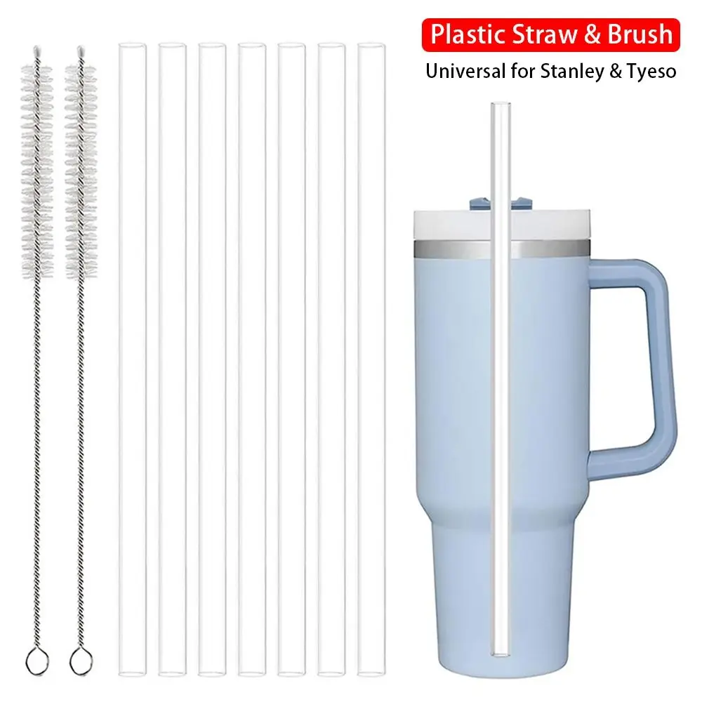 Premium 9mm Straight Drinking Straws with Cleaning Brush for Tumblers and Thermos Cups