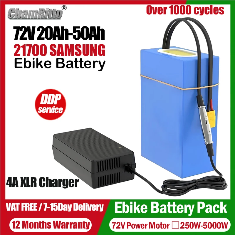 72V Electric Bicycle cham-rider 84V 3000w Bafang Battery 20ah 30ah 35ah 40ah 50ah Electric Bike E Scooter 21700 Lithium Battery