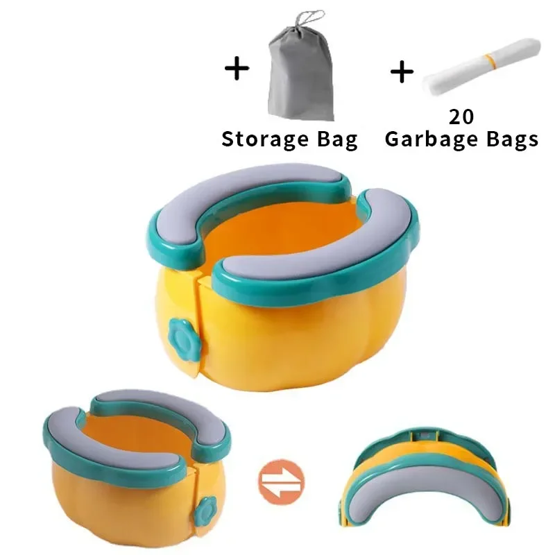 Baby Toilet Portable Travel Baby Potty Foldable Kids Potty Training Seat Easy to Clean With Storage Bag and 20 Garbage Bags 6