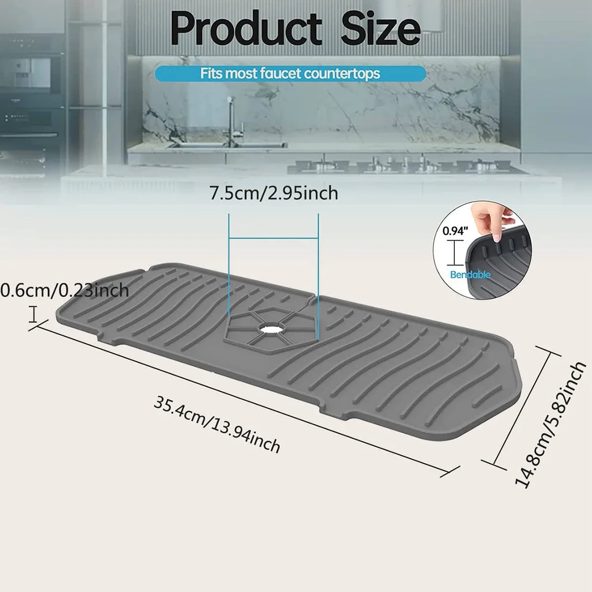Faucet Water Catcher Mats Kitchen Sink Spill-Proof
