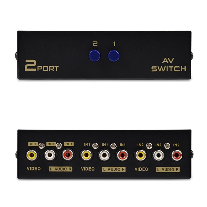 2 Port RCA 2 in 1 out Composite Video L/R Selector Box for DVD Player