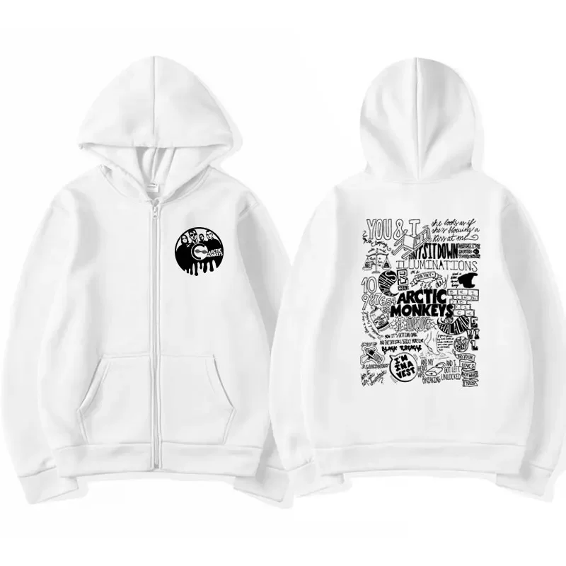 Vintage Arctic Monkeys Graphic Print Zip-up Hoodie Fall and Winter Fleece Oversized Jacket Sweatshirt Retro Rock Hip Hop Hoodies 2