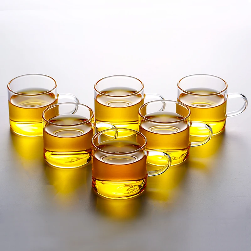 100ML Household Thicken Glass Teacup Heat Resistant High Temperature Explosion Proof Coffee Milk Rose Flower Tea Cups 6Pcs/Box