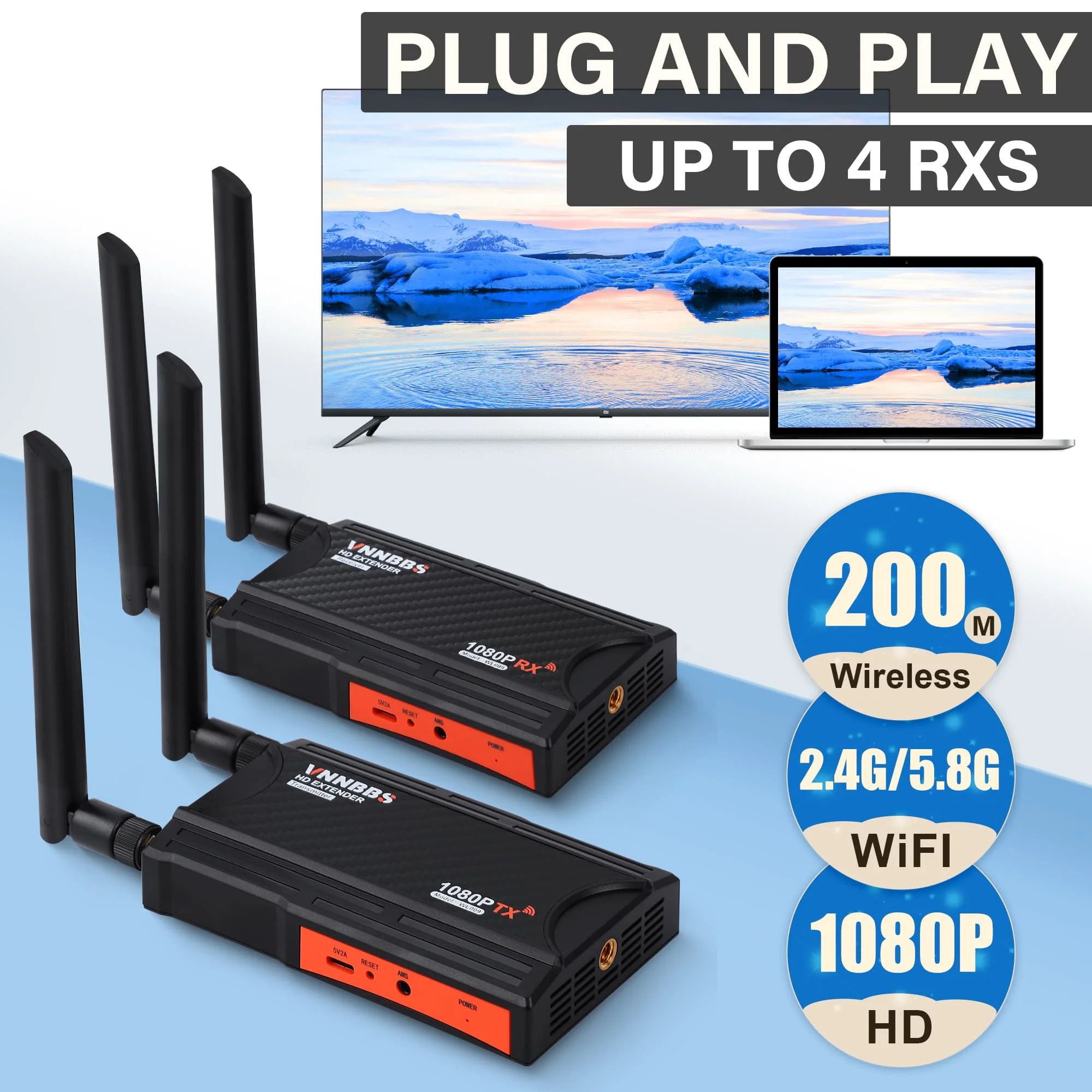Wireless Hdmi Extender Kit,1080p 200m Wireless Hdmi Video Transmitter