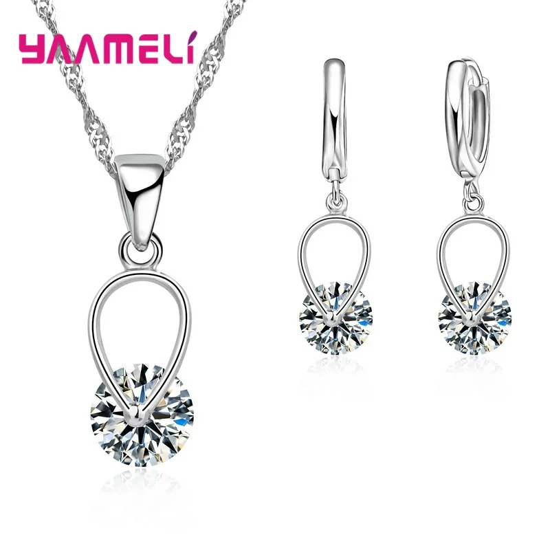 Jewelry Sets Jewelry Set 34 Designs 925 Sterling Silver for Woman Girl Pearl Rhinestone Zircon Pendant Necklace Earrings Chain