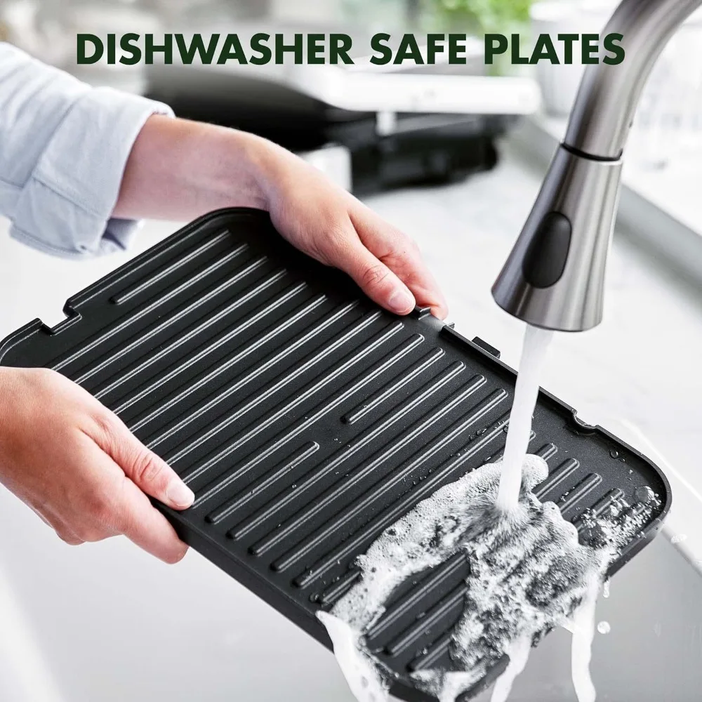 Versatile contact grill and skillet,non-stick aluminum,grill and waffle plate,adjustable shading and shearing, press/flat, black 4