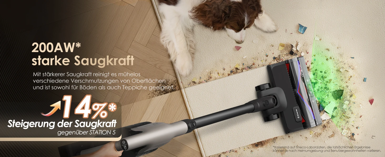 Tineco Pure ONE Station 5 PRO Kabelloser Akku Staubsauger, vollständiger Selbstreinigung, 200AW Saugkraft, ZeroTangle, EdgeSense – Detail 5