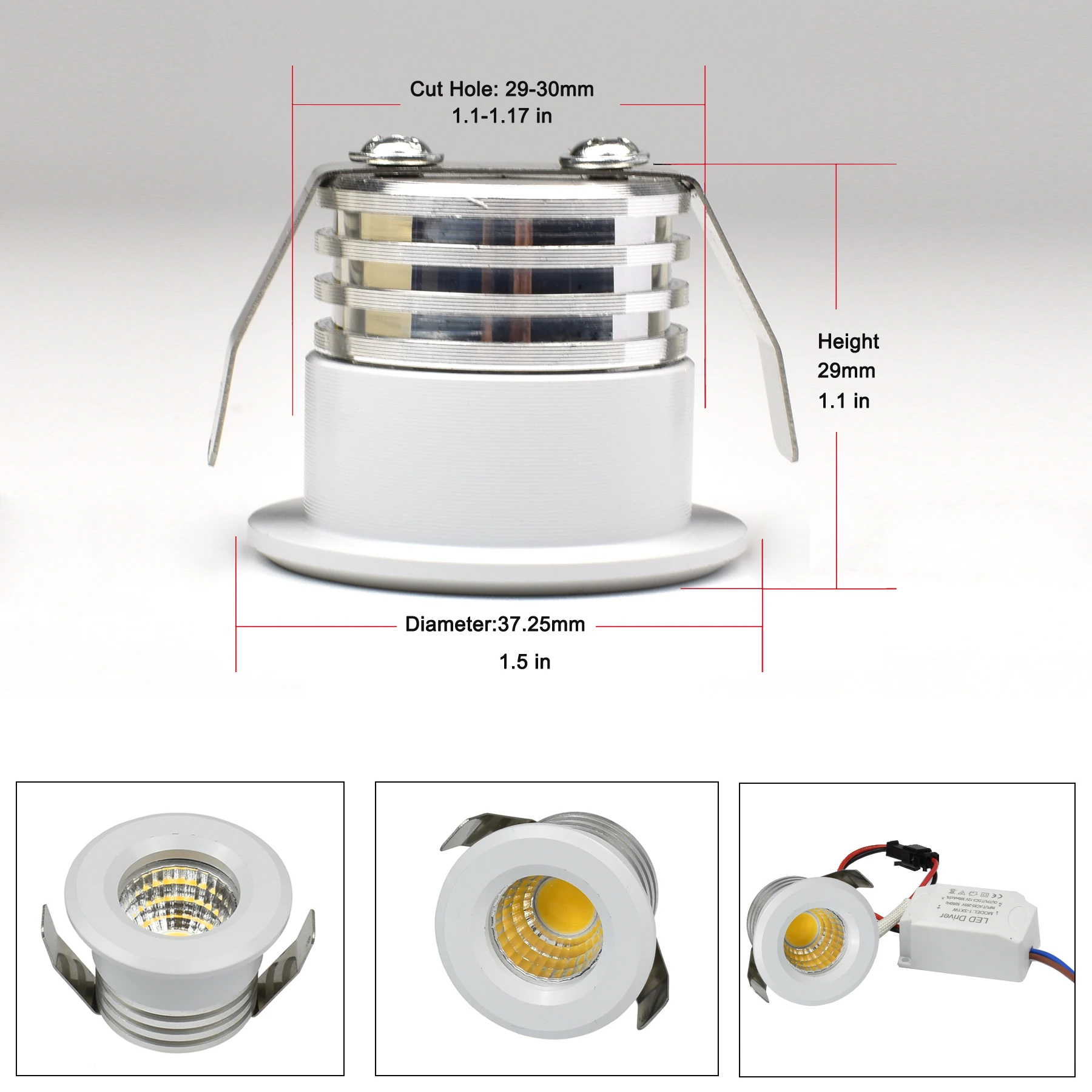 Mini LED Spot Downlights COB 3W Dimmable 110V 220V Cut Hole 30mm for Ceiling Cabinet Chowcase Loft Decorations led downlight recessed ceiling spotlight