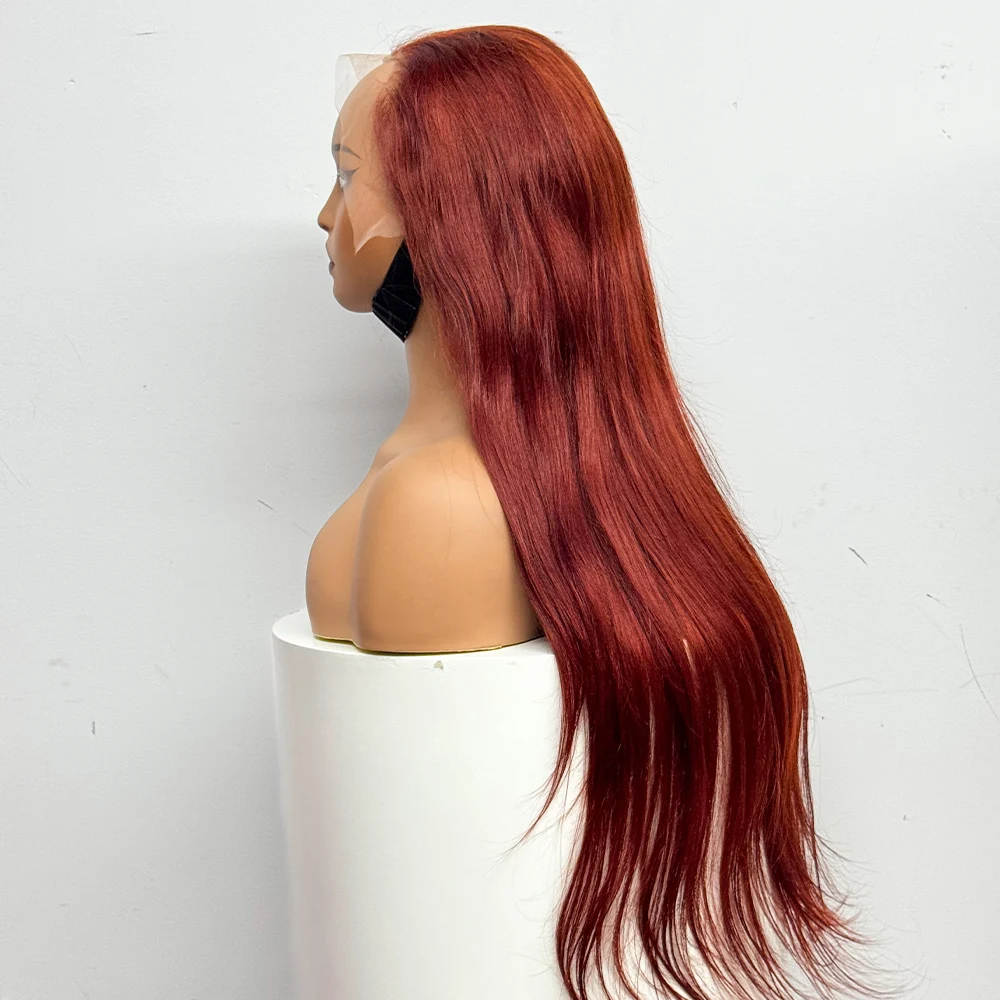 22-34 in Straight Human Hair Wigs #33 Reddish Brown 13x4 Lace Front Wigs Human Hair 250% Density Brazilian Hair For Black Women