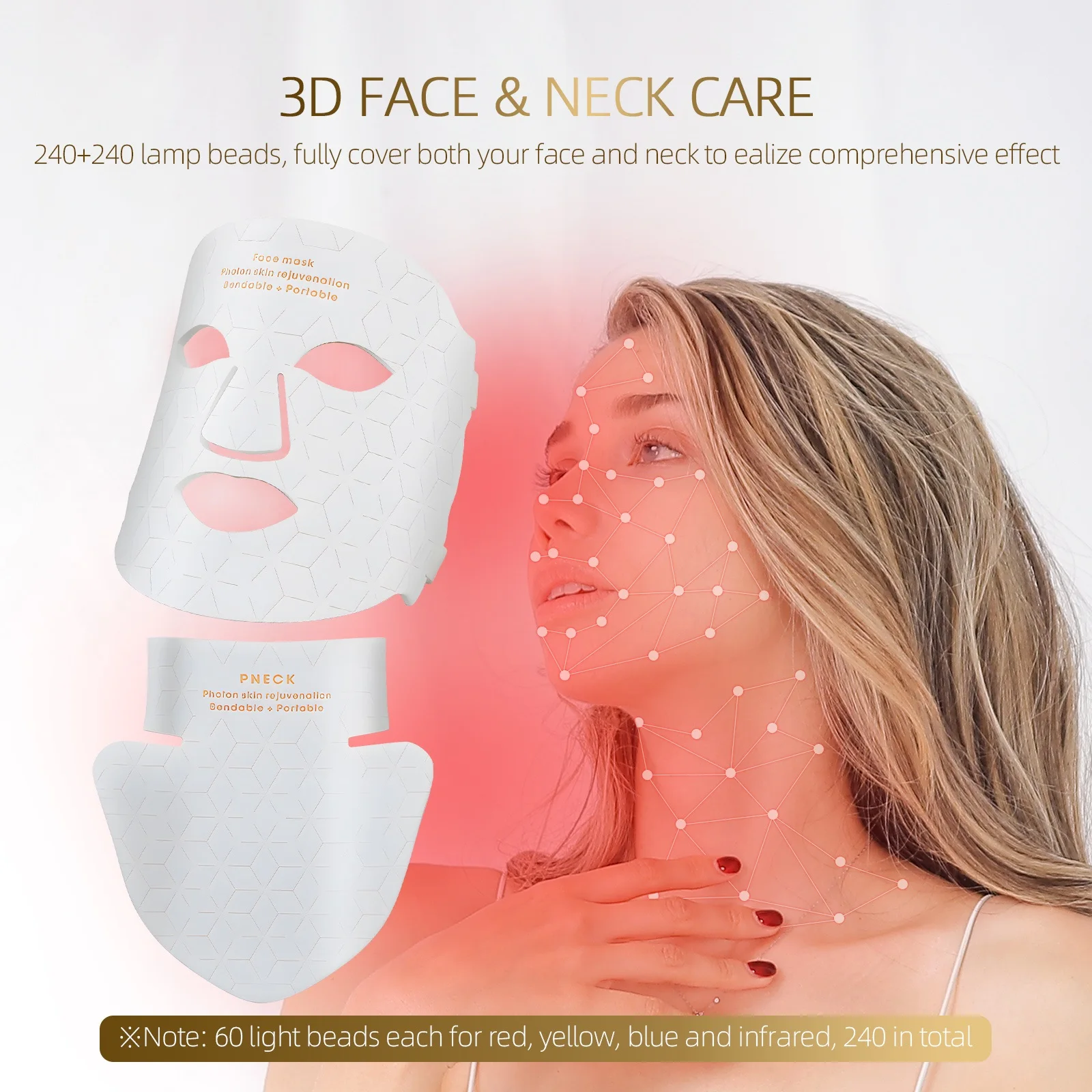 LED Mask for Skin Rejuvenation Infrared and Red Light Therapy for Anti-Aging and Acne Treatment Face Care led facial mask
