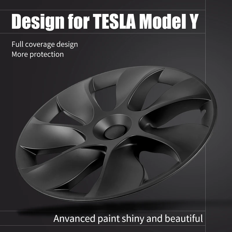 Wheel Hub Covers Wheel Hub Caps 4PCS Wheel Cap Design Tesla Model Y 19 Inch Right＆Left Hubcaps Cyclone Cover Wheel Cover Replacement Accessories