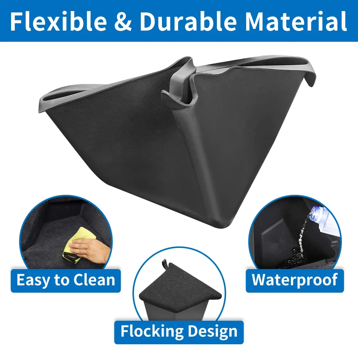 Fuse Storage Box For Tesla Model Y Trunk Side Storage Box For 5 Seater Lid Reinforced Handle Car Interior Accessories Black