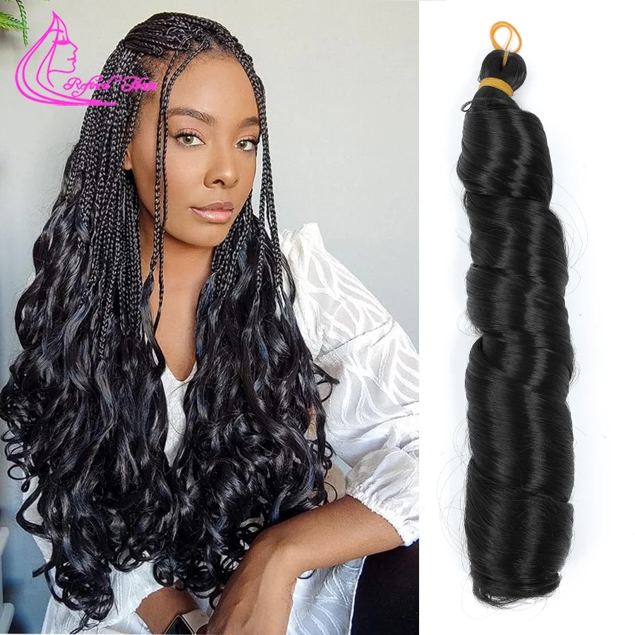 Bouncy Braiding Hair Pre Stretched Easy Braid French Curl Braids Black Brown Purple Synthetic Wavy Hair Extensions for Braids