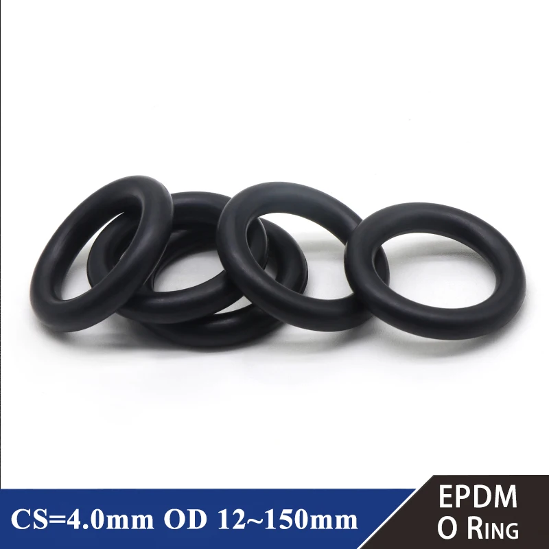 

10/50Pcs EPDM o Rings CS 4mm OD 12 ~ 150mm Acid and Alkali Resistance Water Resistance Friction Resistance o-ring Black